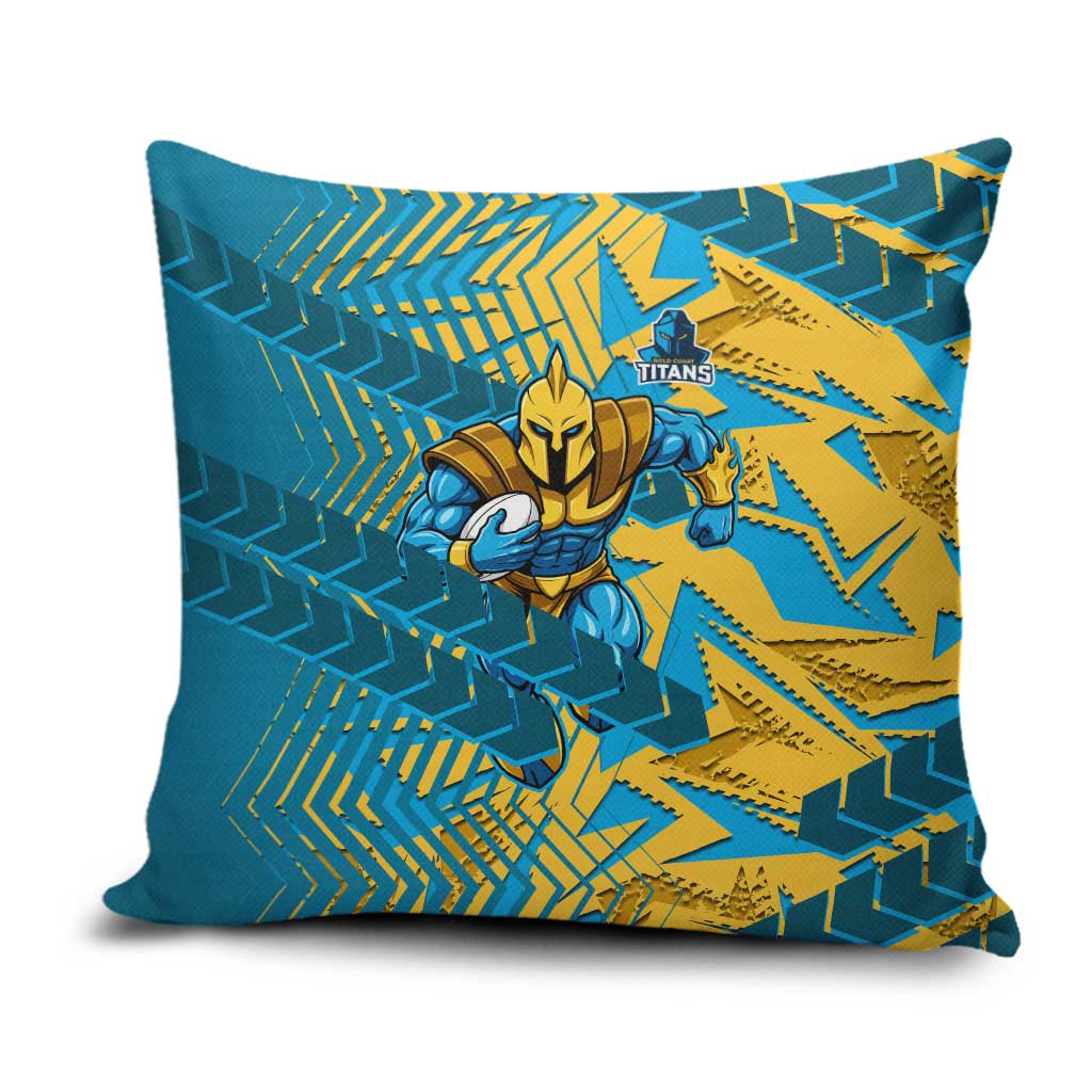 Gold Coast Titans Rugby Pillow Cover Fierce Mascot Geometric Tribal Art