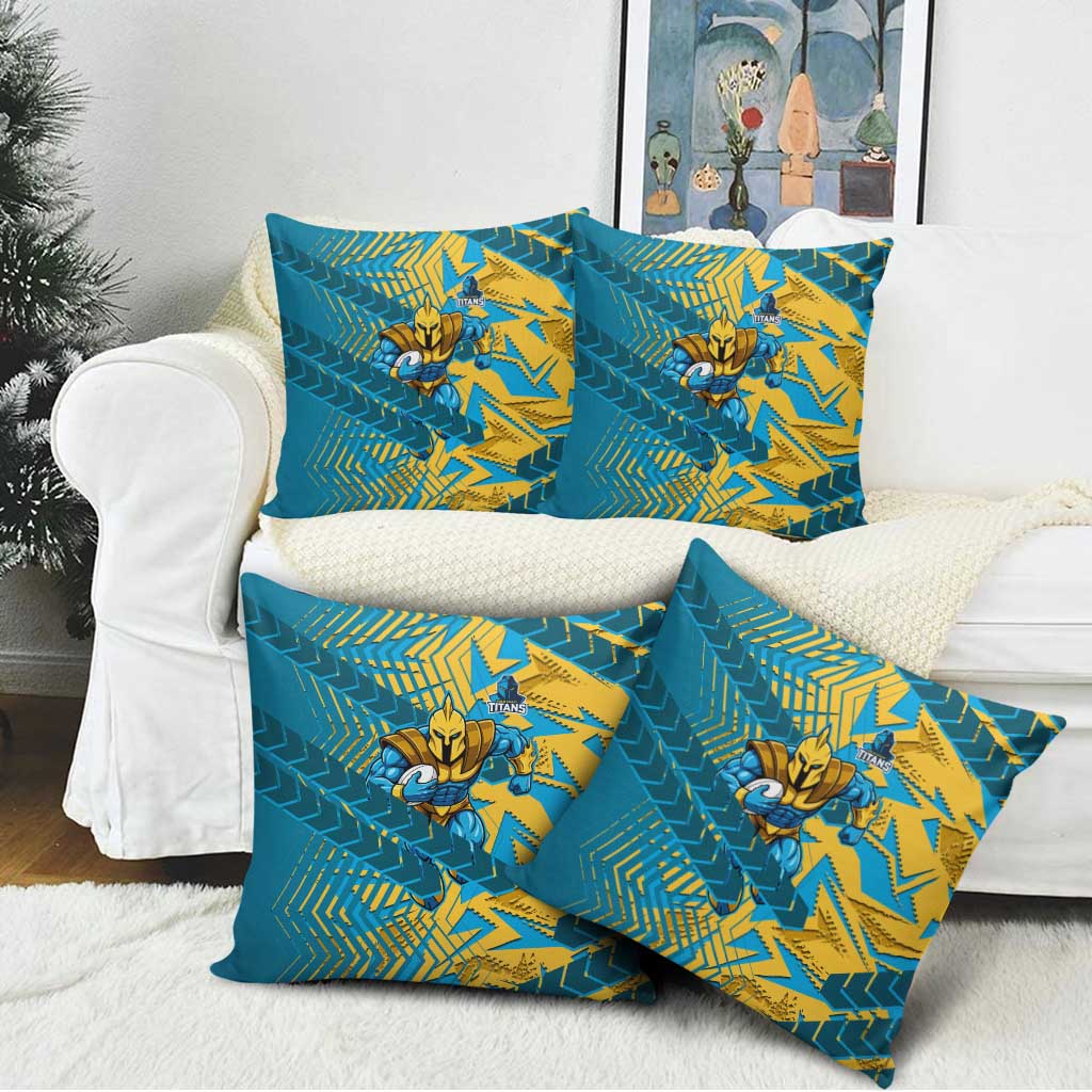 Gold Coast Titans Rugby Pillow Cover Fierce Mascot Geometric Tribal Art