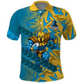Gold Coast Titans Rugby Polo Shirt Fierce Mascot Geometric Tribal Art