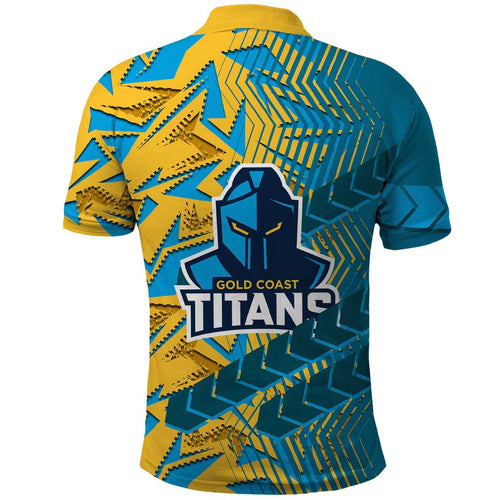 Gold Coast Titans Rugby Polo Shirt Fierce Mascot Geometric Tribal Art