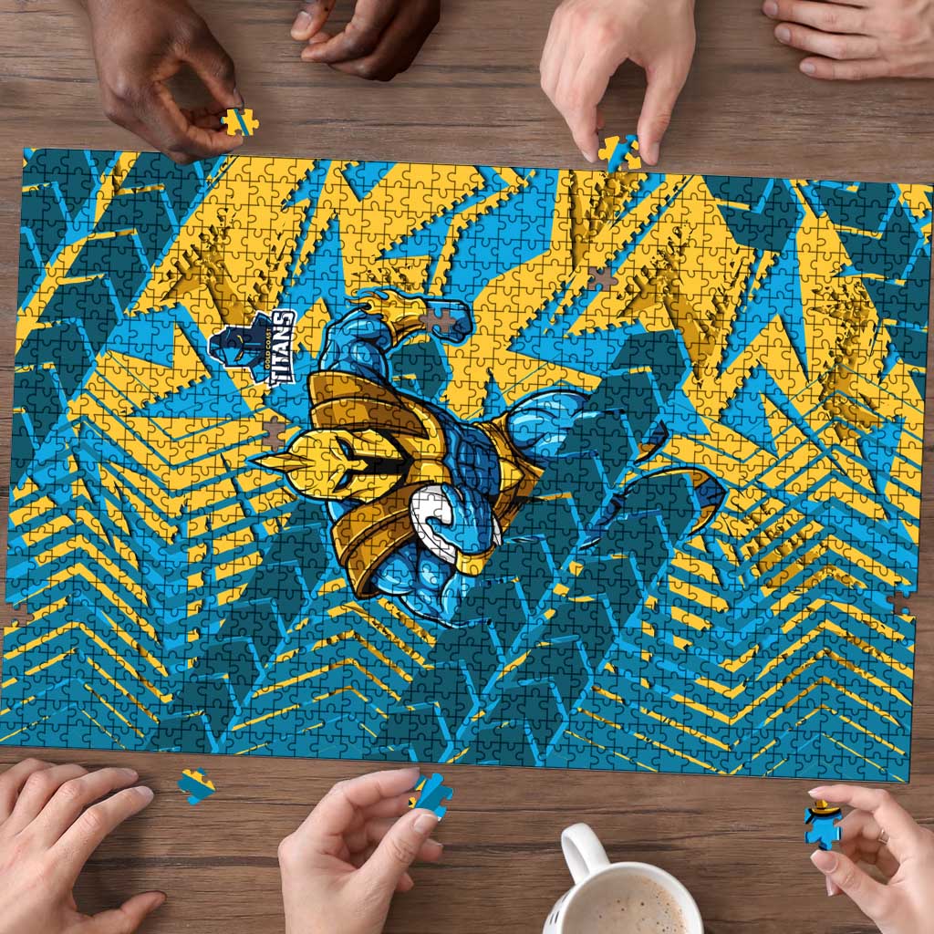 Gold Coast Titans Rugby Puzzle Fierce Mascot Geometric Tribal Art