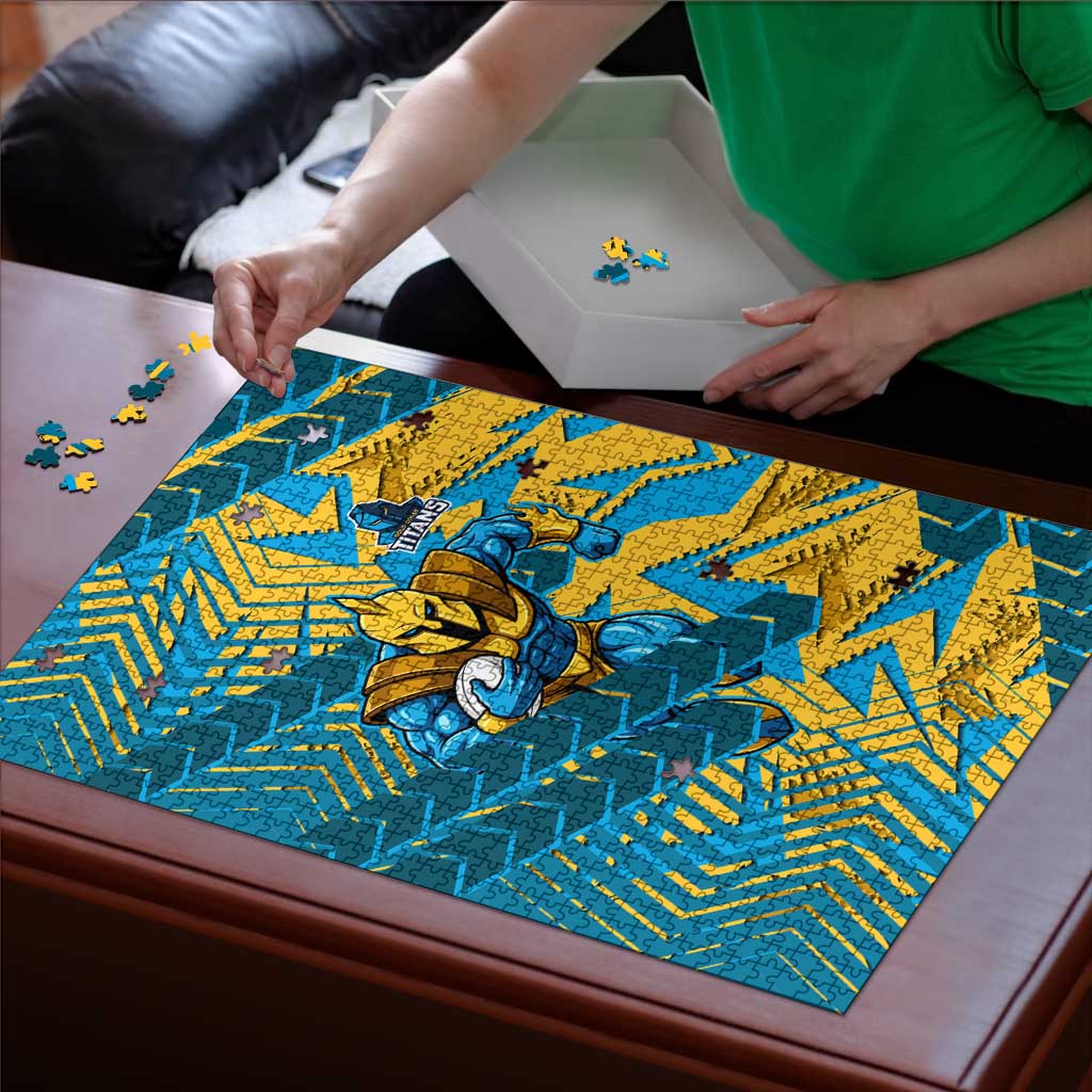 Gold Coast Titans Rugby Puzzle Fierce Mascot Geometric Tribal Art