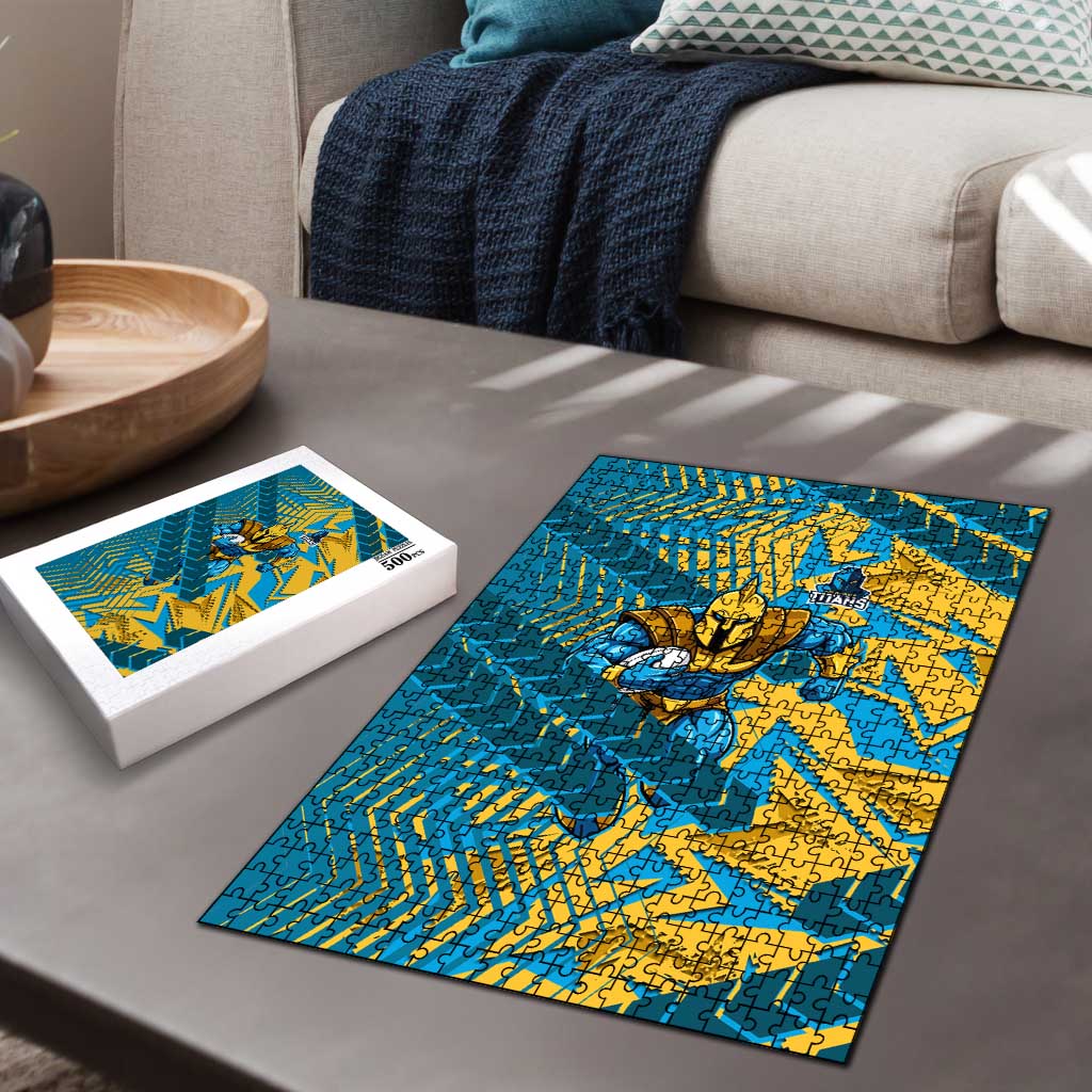 Gold Coast Titans Rugby Puzzle Fierce Mascot Geometric Tribal Art