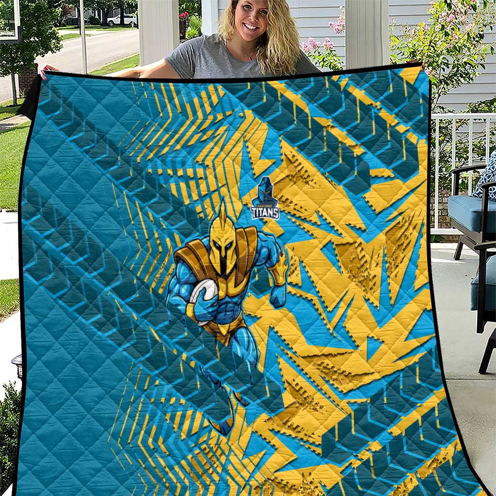 Gold Coast Titans Rugby Quilt Fierce Mascot Geometric Tribal Art
