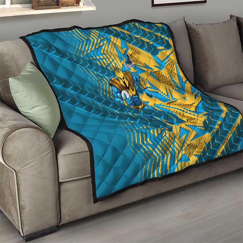 Gold Coast Titans Rugby Quilt Fierce Mascot Geometric Tribal Art