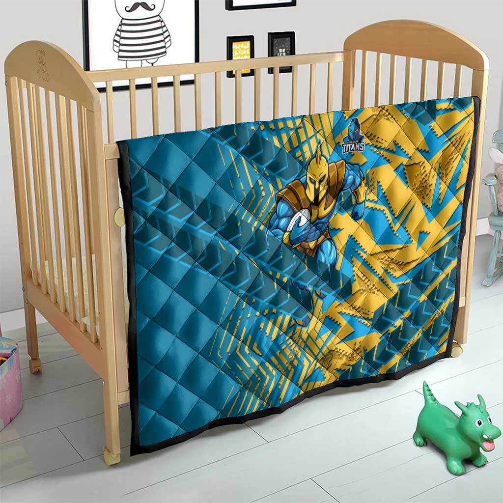 Gold Coast Titans Rugby Quilt Fierce Mascot Geometric Tribal Art