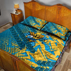 Gold Coast Titans Rugby Quilt Bed Set Fierce Mascot Geometric Tribal Art