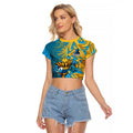 Gold Coast Titans Rugby Raglan Cropped T Shirt Fierce Mascot Geometric Tribal Art