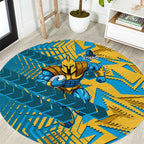 Gold Coast Titans Rugby Round Carpet Fierce Mascot Geometric Tribal Art