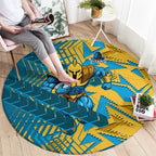 Gold Coast Titans Rugby Round Carpet Fierce Mascot Geometric Tribal Art