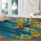 Gold Coast Titans Rugby Round Carpet Fierce Mascot Geometric Tribal Art