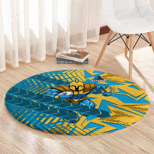 Gold Coast Titans Rugby Round Carpet Fierce Mascot Geometric Tribal Art