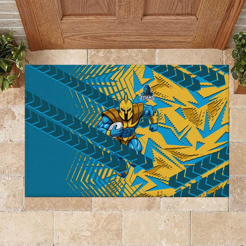 Gold Coast Titans Rugby Rubber Doormat Fierce Mascot Geometric Tribal Art