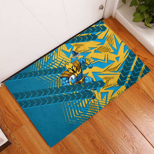 Gold Coast Titans Rugby Rubber Doormat Fierce Mascot Geometric Tribal Art