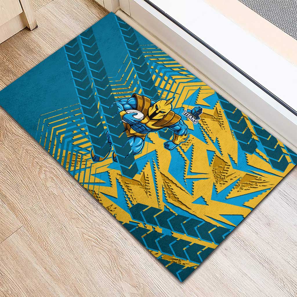 Gold Coast Titans Rugby Rubber Doormat Fierce Mascot Geometric Tribal Art