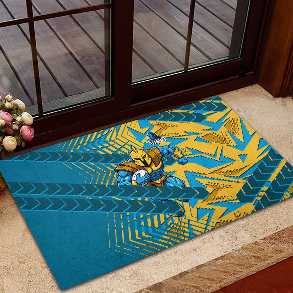 Gold Coast Titans Rugby Rubber Doormat Fierce Mascot Geometric Tribal Art
