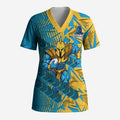 Gold Coast Titans Rugby Scrub Top Fierce Mascot Geometric Tribal Art