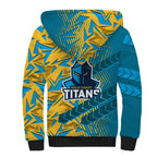 Gold Coast Titans Rugby Sherpa Hoodie Fierce Mascot Geometric Tribal Art