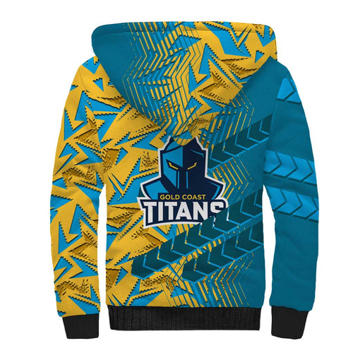 Gold Coast Titans Rugby Sherpa Hoodie Fierce Mascot Geometric Tribal Art