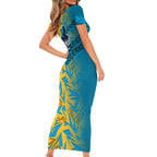 Gold Coast Titans Rugby Short Sleeve Bodycon Dress Fierce Mascot Geometric Tribal Art