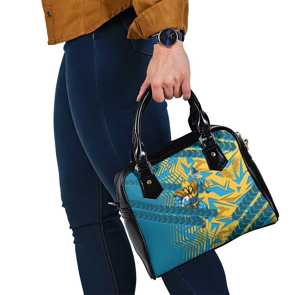 Gold Coast Titans Rugby Shoulder Handbag Fierce Mascot Geometric Tribal Art