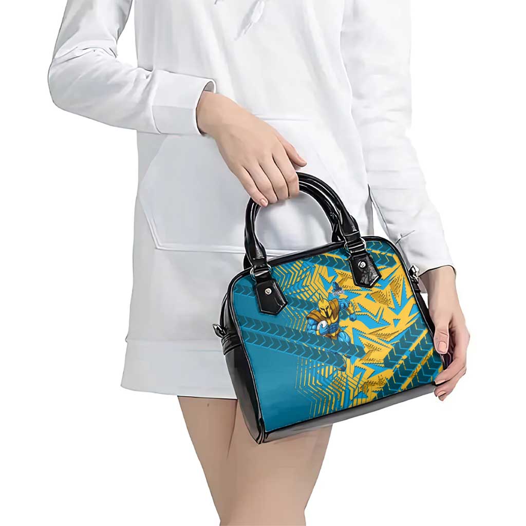 Gold Coast Titans Rugby Shoulder Handbag Fierce Mascot Geometric Tribal Art