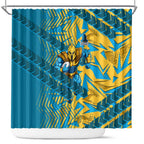 Gold Coast Titans Rugby Shower Curtain Fierce Mascot Geometric Tribal Art