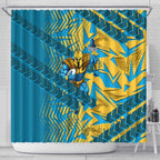 Gold Coast Titans Rugby Shower Curtain Fierce Mascot Geometric Tribal Art