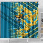 Gold Coast Titans Rugby Shower Curtain Fierce Mascot Geometric Tribal Art