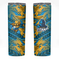 Gold Coast Titans Rugby Skinny Tumbler Fierce Mascot Geometric Tribal Art