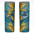 Gold Coast Titans Rugby Skinny Tumbler Fierce Mascot Geometric Tribal Art