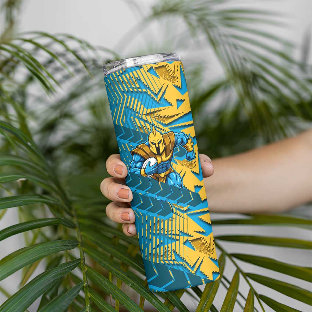 Gold Coast Titans Rugby Skinny Tumbler Fierce Mascot Geometric Tribal Art