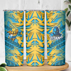 Gold Coast Titans Rugby Skinny Tumbler Fierce Mascot Geometric Tribal Art