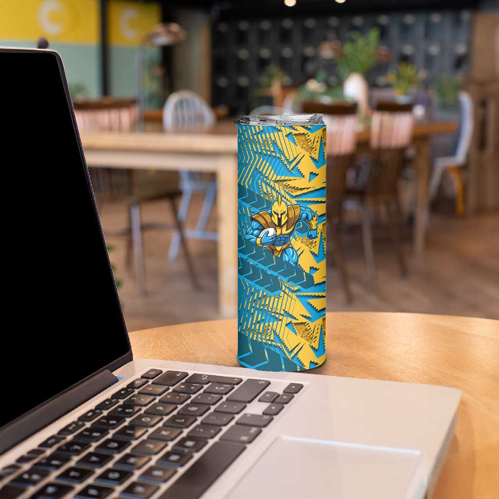 Gold Coast Titans Rugby Skinny Tumbler Fierce Mascot Geometric Tribal Art