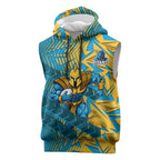 Gold Coast Titans Rugby Sleeveless Hoodie Fierce Mascot Geometric Tribal Art