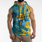 Gold Coast Titans Rugby Sleeveless Hoodie Fierce Mascot Geometric Tribal Art