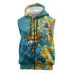 Gold Coast Titans Rugby Sleeveless Zip Hoodie Fierce Mascot Geometric Tribal Art