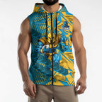 Gold Coast Titans Rugby Sleeveless Zip Hoodie Fierce Mascot Geometric Tribal Art