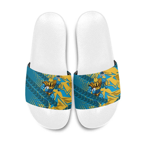 Gold Coast Titans Rugby Slide Sandals Fierce Mascot Geometric Tribal Art