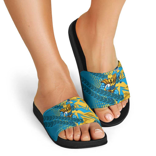 Gold Coast Titans Rugby Slide Sandals Fierce Mascot Geometric Tribal Art