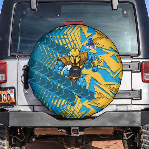 Gold Coast Titans Rugby Spare Tire Cover Fierce Mascot Geometric Tribal Art