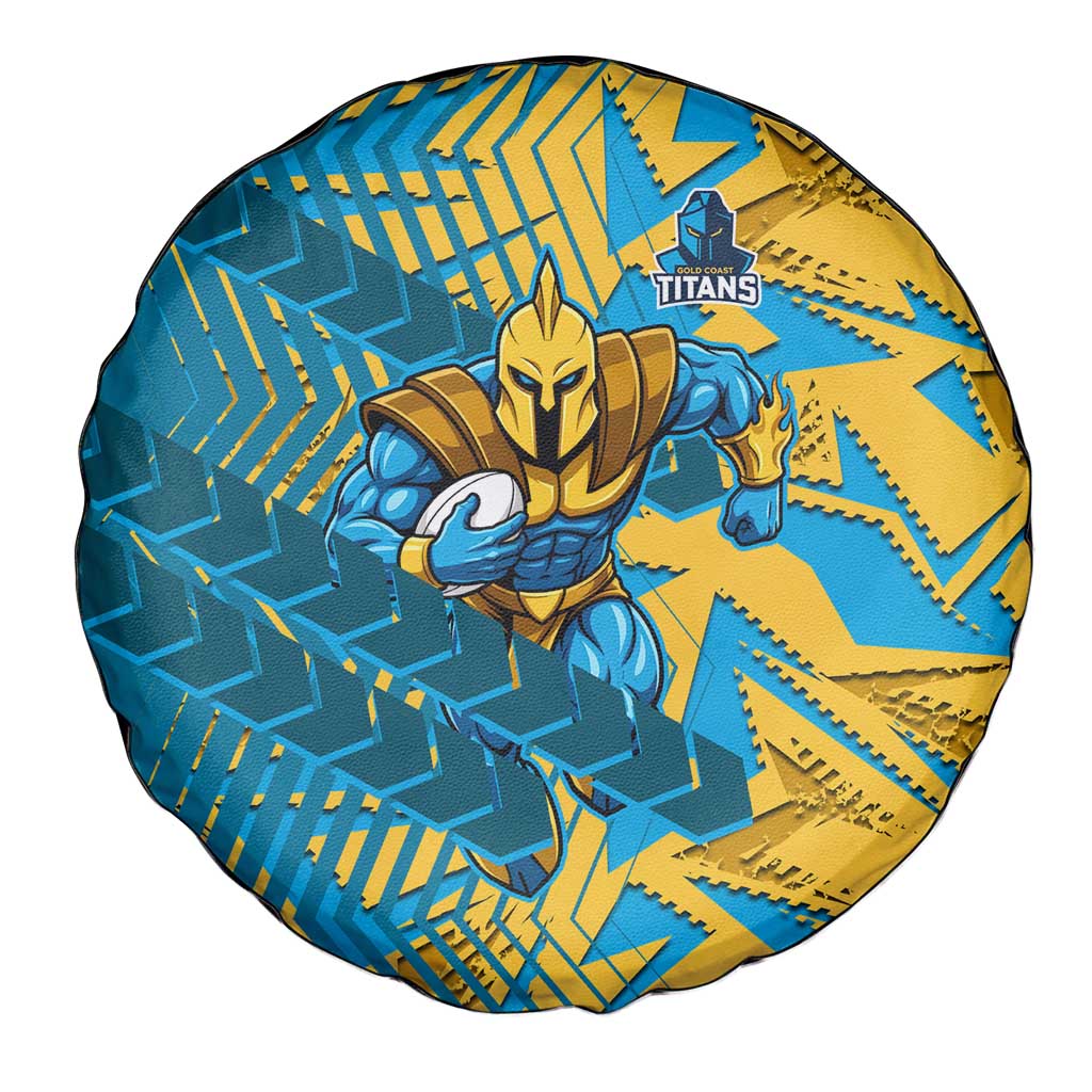 Gold Coast Titans Rugby Spare Tire Cover Fierce Mascot Geometric Tribal Art