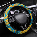 Gold Coast Titans Rugby Steering Wheel Cover Fierce Mascot Geometric Tribal Art