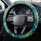 Gold Coast Titans Rugby Steering Wheel Cover Fierce Mascot Geometric Tribal Art