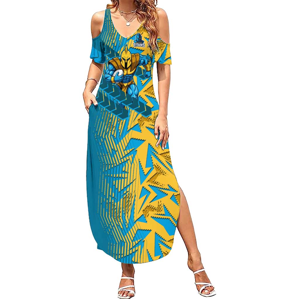 Gold Coast Titans Rugby Summer Maxi Dress Fierce Mascot Geometric Tribal Art