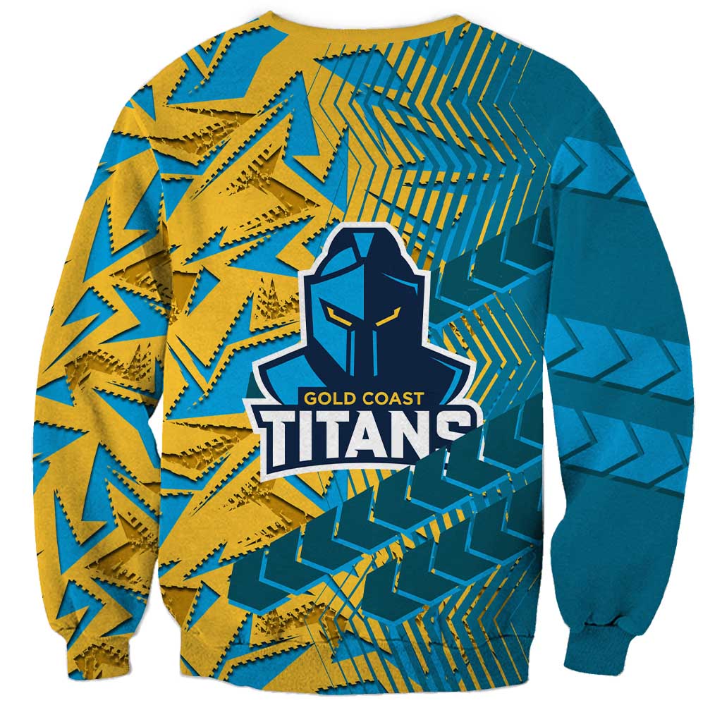 Gold Coast Titans Rugby Sweatshirt Fierce Mascot Geometric Tribal Art
