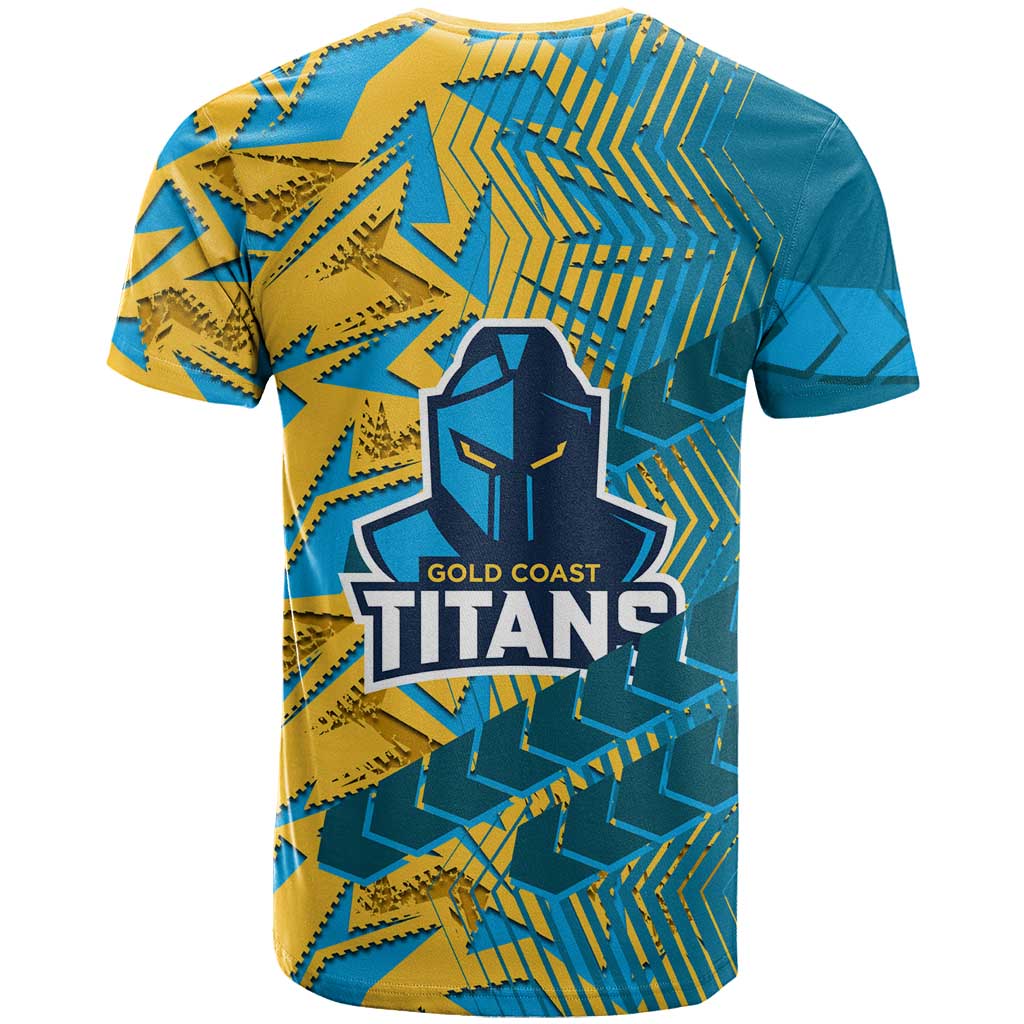 Gold Coast Titans Rugby T Shirt Fierce Mascot Geometric Tribal Art