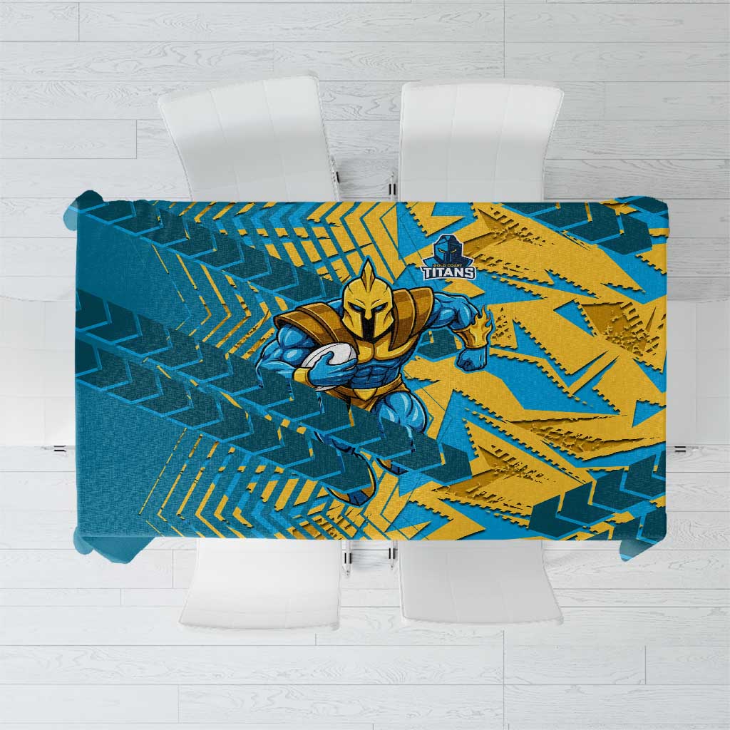 Gold Coast Titans Rugby Tablecloth Fierce Mascot Geometric Tribal Art