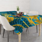 Gold Coast Titans Rugby Tablecloth Fierce Mascot Geometric Tribal Art
