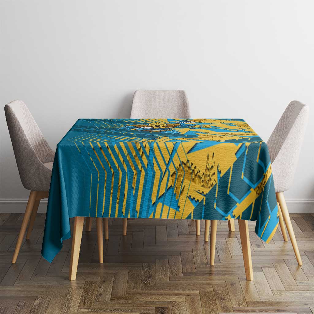 Gold Coast Titans Rugby Tablecloth Fierce Mascot Geometric Tribal Art